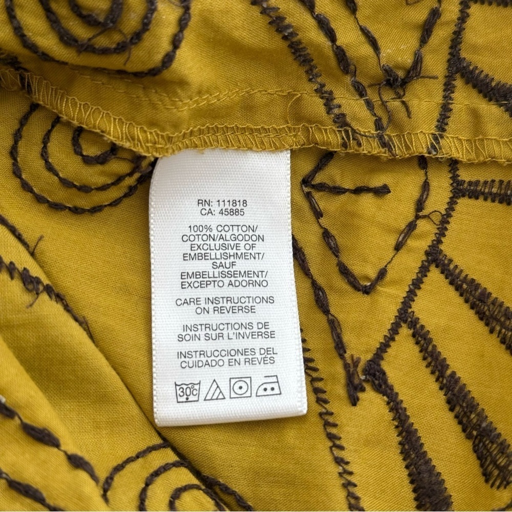 Michael Kors Mustard Yellow Embroidered Boho Tunic‎ Dress M - Picture 10 of 12